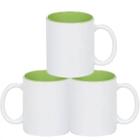 Caneca Cerâmica Branca Somente com interior em Verde 325ml Resinada P/ Sublimação - 36 Unidades (Caixa Fechada) - Shopvirtua3000 original Menor preço em Caneca Cerâmica Branca Somente com interior em Verde 325ml Resinada P/ Sublimação - 36 Unidades (Caixa Fechada) - Shopvirtua3000 original