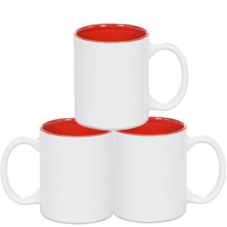 Caneca Cerâmica Branca Somente com interior em Vermelho 325ml Resinada P/ Sublimação - 36 Unidades (Caixa Fechada) - Shopvirtua3000 original Menor preço em Caneca Cerâmica Branca Somente com interior em Vermelho 325ml Resinada P/ Sublimação - 36 Unidades (Caixa Fechada) - Shopvirtua3000 original