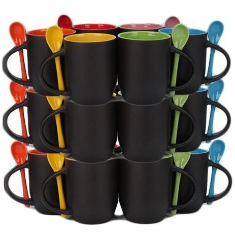 Caneca Cerâmica Mágica Preta Fosca 325ml Resinada para Sublimação Com Interior e Colher em Laranja (B170) - 36 Unidades - Mecolour shopvirtua3000 Menor preço em Caneca Cerâmica Mágica Preta Fosca 325ml Resinada para Sublimação Com Interior e Colher em Laranja (B170) - 36 Unidades - Mecolour shopvirtua3000