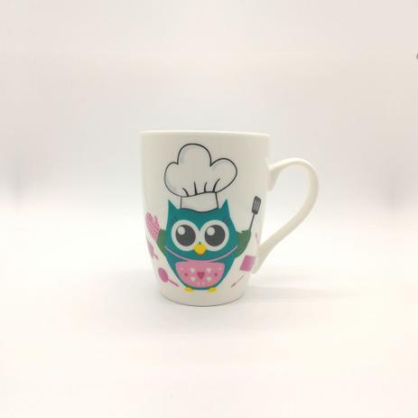Caneca de Cerâmica Coruja Verde 330ml - Art house Menor preço em Caneca de Cerâmica Coruja Verde 330ml - Art house