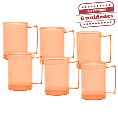 Caneca de Chopp Acrílica Durável Laranja Neon 300ml 6 unidades Bezavel - Festabox Menor preço em Caneca de Chopp Acrílica Durável Laranja Neon 300ml 6 unidades Bezavel - Festabox