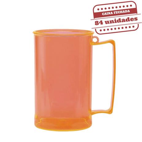 Caneca de Chopp Acrílica Durável Laranja Neon 500ml 84 unidades Bezavel - Festabox Menor preço em Caneca de Chopp Acrílica Durável Laranja Neon 500ml 84 unidades Bezavel - Festabox