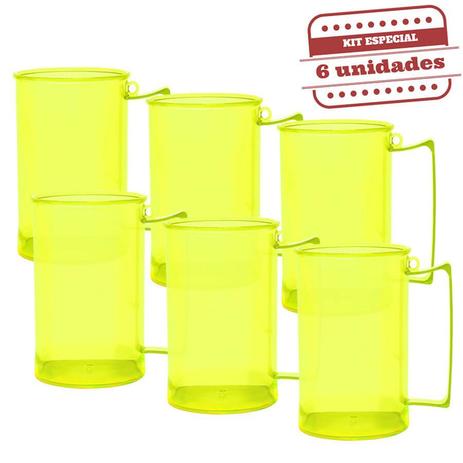 Caneca de Chopp Acrílica Durável Verde Neon 500ml 6 unidades Bezavel - Festabox Menor preço em Caneca de Chopp Acrílica Durável Verde Neon 500ml 6 unidades Bezavel - Festabox