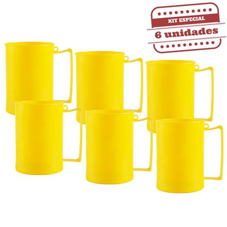 Caneca de Chopp Amarelo Gema Leitosa 300ml 6 unidades Bezavel - Festabox Menor preço em Caneca de Chopp Amarelo Gema Leitosa 300ml 6 unidades Bezavel - Festabox