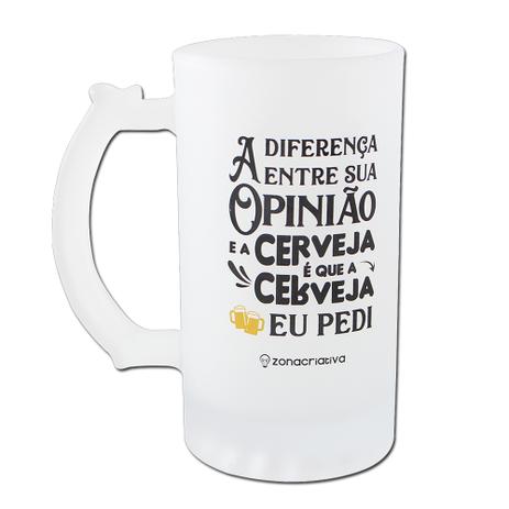 Caneca de chopp vidro fosco sua opiniao 450ml - Zc Menor preço em Caneca de chopp vidro fosco sua opiniao 450ml - Zc