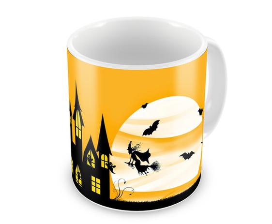 Caneca de Porcelana Halloween - Modelo Bruxa e Castelo - Carmélia personalizados Menor preço em Caneca de Porcelana Halloween - Modelo Bruxa e Castelo - Carmélia personalizados