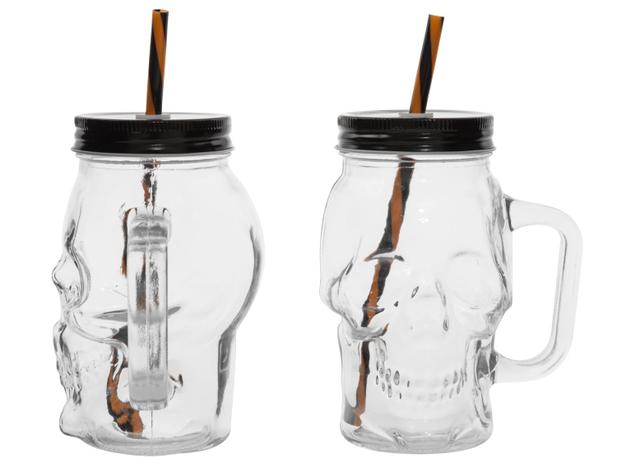 Caneca de Vidro 450ml Lyor - Caveira Rock Style 2 Peças