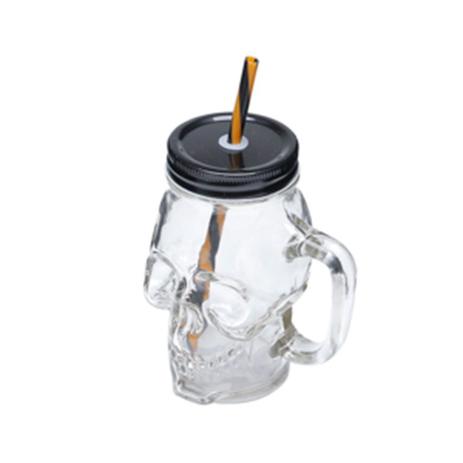 Caneca de Vidro C/Tampa e Canudo Caveira Rock Style 450Ml - LYOR Menor preço em Caneca de Vidro C/Tampa e Canudo Caveira Rock Style 450Ml - LYOR