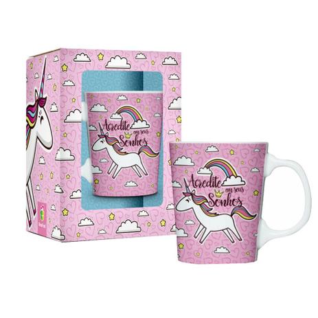 Caneca em Porcelana Premium 280ml - Unicórnio - Brasfoot Menor preço em Caneca em Porcelana Premium 280ml - Unicórnio - Brasfoot