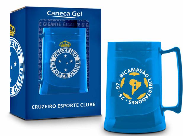 Caneca gel 450ml - cruzeiro libertadores - azul - Brasfoot Menor preço em Caneca gel 450ml - cruzeiro libertadores - azul - Brasfoot