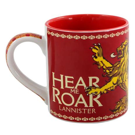 Caneca Lannister Game Of Thrones - Hear me Roar - Zona Criativa Menor preço em Caneca Lannister Game Of Thrones - Hear me Roar - Zona Criativa