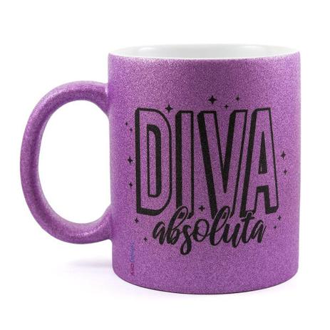 Caneca Personalizada com Glitter Diva Absoluta - Amocanecas Menor preço em Caneca Personalizada com Glitter Diva Absoluta - Amocanecas