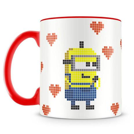 Caneca Personalizada Minions 8 Bits Coração - Amocanecas Menor preço em Caneca Personalizada Minions 8 Bits Coração - Amocanecas
