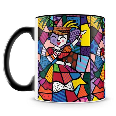 Caneca Personalizada Romero Britto Carmem Miranda (Preta) - Amocanecas Menor preço em Caneca Personalizada Romero Britto Carmem Miranda (Preta) - Amocanecas
