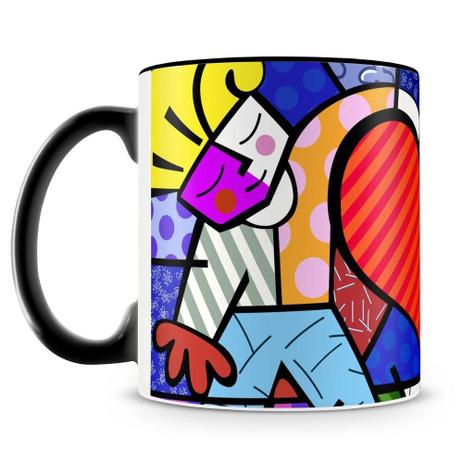 Caneca Personalizada Romero Britto Hearts Kids (Preta) - Amocanecas Menor preço em Caneca Personalizada Romero Britto Hearts Kids (Preta) - Amocanecas