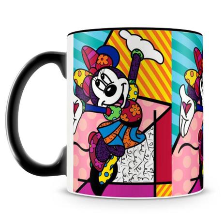 Caneca Personalizada Romero Britto Minnie (Preta) - Amocanecas Menor preço em Caneca Personalizada Romero Britto Minnie (Preta) - Amocanecas