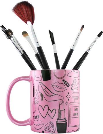 Caneca Rosa Metálica de Porcelana Maquiagem Diva - Amocanecas Menor preço em Caneca Rosa Metálica de Porcelana Maquiagem Diva - Amocanecas