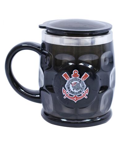 Caneca Térmica Relevo Com Tampa 500ML - Corinthians - Mileno Menor preço em Caneca Térmica Relevo Com Tampa 500ML - Corinthians - Mileno