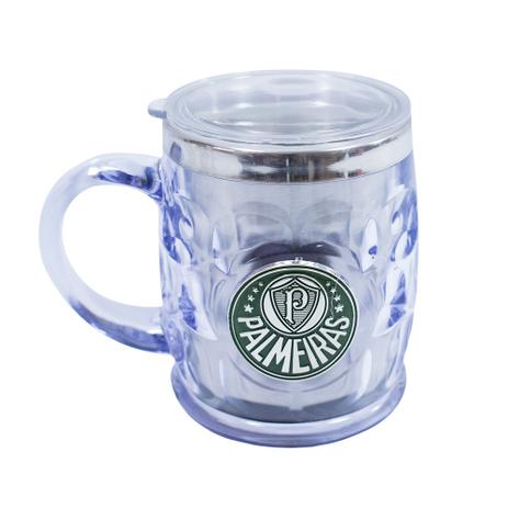 Caneca Térmica Transparente Brasão Metal 500ml - Palmeiras - Mileno Menor preço em Caneca Térmica Transparente Brasão Metal 500ml - Palmeiras - Mileno