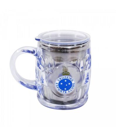 Caneca Térmica Transparente Com Tampa 500ml - Cruzeiro Menor preço em Caneca Térmica Transparente Com Tampa 500ml - Cruzeiro