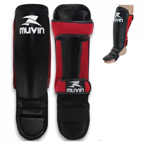 Caneleira Protetor de Canela Preto com Vermelho Muvin Tamanho G/Gg Menor preço em Caneleira Protetor de Canela Preto com Vermelho Muvin Tamanho G/Gg