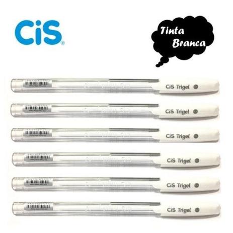 Caneta branca CIS Trigel 0.8mm unidade Menor preço em Caneta branca CIS Trigel 0.8mm unidade