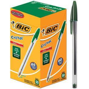 Caneta esferográfica 1.0mm cristal Verde - Bic Menor preço em Caneta esferográfica 1.0mm cristal Verde - Bic