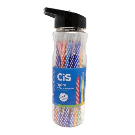 Caneta Esferográfica Cis Spiro Pote Com 24 Unidades Menor preço em Caneta Esferográfica Cis Spiro Pote Com 24 Unidades
