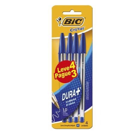 Caneta Esferográfica Cristal 1,0mm Azul Leve 4 Pague 3 UN Bic Menor preço em Caneta Esferográfica Cristal 1,0mm Azul Leve 4 Pague 3 UN Bic