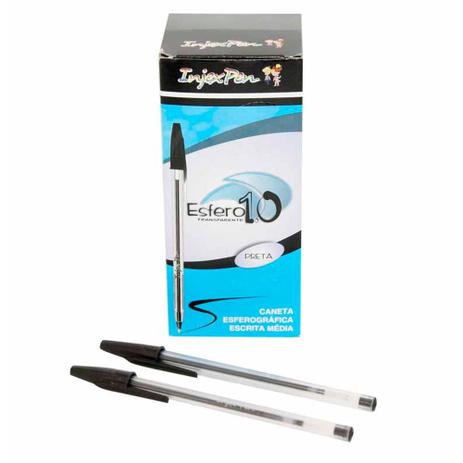 Caneta esferografica escrita media 1.0mm preta / 50un / injex pen Menor preço em Caneta esferografica escrita media 1.0mm preta / 50un / injex pen