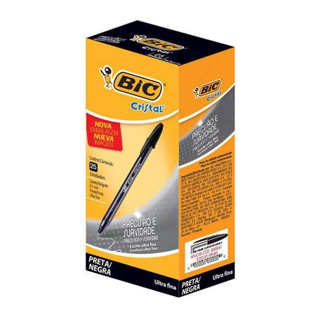 Caneta Esferográfica Escrita Ultra fina Preto 0,7mm Cartucho c/ 25 unid - Bic Menor preço em Caneta Esferográfica Escrita Ultra fina Preto 0,7mm Cartucho c/ 25 unid - Bic