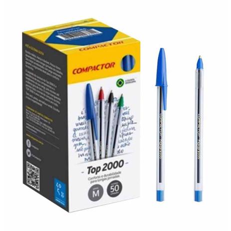 Caneta esferografica top 2000 azul / 50un / compactor Menor preço em Caneta esferografica top 2000 azul / 50un / compactor