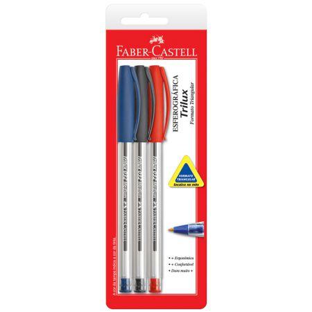 Caneta esferográfica Trilux - SM/032 - azul/preto/vermelho - com 3 unidades - Faber-Castell Menor preço em Caneta esferográfica Trilux - SM/032 - azul/preto/vermelho - com 3 unidades - Faber-Castell