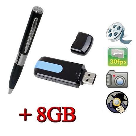 Caneta Espiã Prata + PEN Drive Espião + 2 Cartões de 8GB - Albatroz Menor preço em Caneta Espiã Prata + PEN Drive Espião + 2 Cartões de 8GB - Albatroz