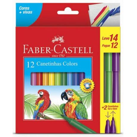 Caneta Hidrocor 12 Cores 2 Vai e Vem Faber Castell - Faber-castell Menor preço em Caneta Hidrocor 12 Cores 2 Vai e Vem Faber Castell - Faber-castell