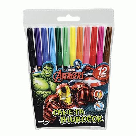 Caneta Hidrocor 12 Cores Avengers Molin Menor preço em Caneta Hidrocor 12 Cores Avengers Molin