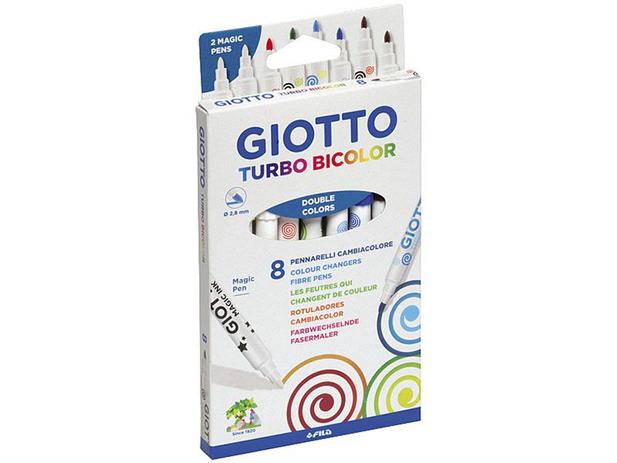 Caneta Hidrocor 8 Peças Giotto - Turbo Bicolor