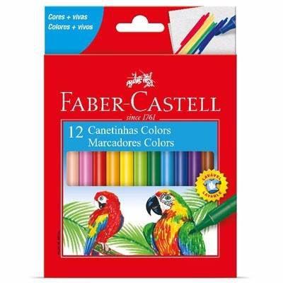 Caneta Hidrográfica 12 Cores Faber Castell Lavável Menor preço em Caneta Hidrográfica 12 Cores Faber Castell Lavável