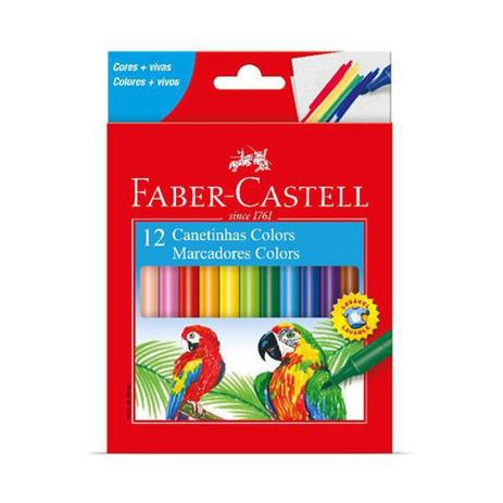 Caneta Hidrográfica 12 Cores Faber Castell Menor preço em Caneta Hidrográfica 12 Cores Faber Castell