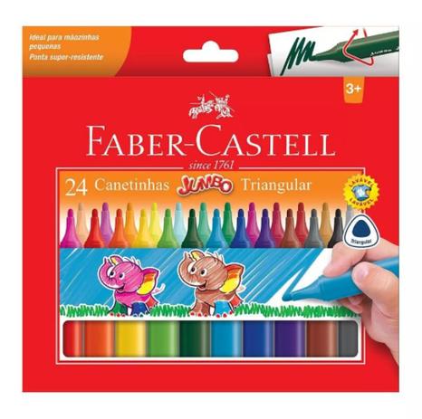 Caneta Hidrográfica 24 Cores Jumbo Faber-castell Menor preço em Caneta Hidrográfica 24 Cores Jumbo Faber-castell
