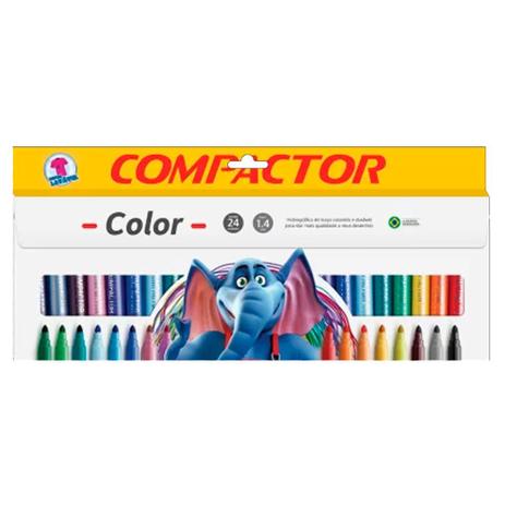 Menor preço em Caneta Hidrografica Compactor Color Lavável 24 Cores