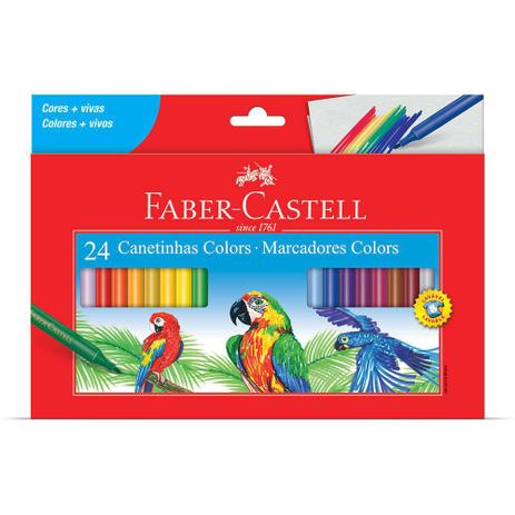 Caneta Hidrográfica Faber Castell - 24 Cores Menor preço em Caneta Hidrográfica Faber Castell - 24 Cores