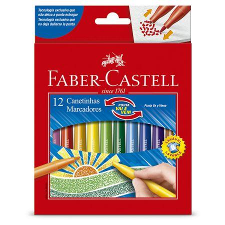 Caneta hidrográfica ponta Vai e Vem - 150112VVZF - com 12 cores - Faber-Castell Menor preço em Caneta hidrográfica ponta Vai e Vem - 150112VVZF - com 12 cores - Faber-Castell