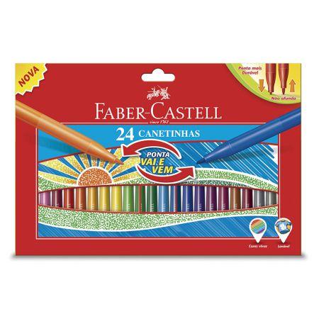 Caneta hidrográfica ponta Vai e Vem - 150124VVZF - com 24 cores - Faber-Castell Menor preço em Caneta hidrográfica ponta Vai e Vem - 150124VVZF - com 24 cores - Faber-Castell