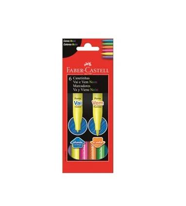Caneta Hidrográfica Ponta Vai e Vem com 6 Cores Neon Faber-Castell Menor preço em Caneta Hidrográfica Ponta Vai e Vem com 6 Cores Neon Faber-Castell