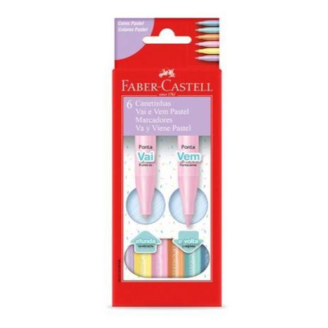 Caneta Hidrográfica Ponta Vai e Vem com 6 Cores Pastel Faber-Castell Menor preço em Caneta Hidrográfica Ponta Vai e Vem com 6 Cores Pastel Faber-Castell