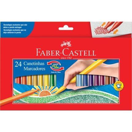 Caneta Hidrográfica Ponta Vai e Vem Faber Castell 24 Cores Menor preço em Caneta Hidrográfica Ponta Vai e Vem Faber Castell 24 Cores
