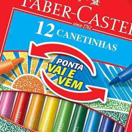 Caneta Hidrográfica Vai E Vem 12 Cores Faber Castell Menor preço em Caneta Hidrográfica Vai E Vem 12 Cores Faber Castell