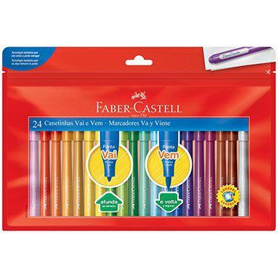 Caneta Hidrográfica Vai E Vem 24 Cores Faber Castell Menor preço em Caneta Hidrográfica Vai E Vem 24 Cores Faber Castell