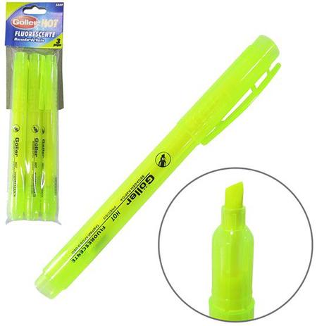 Caneta marca texto amarelo kit com 3 peças - Goller Menor preço em Caneta marca texto amarelo kit com 3 peças - Goller